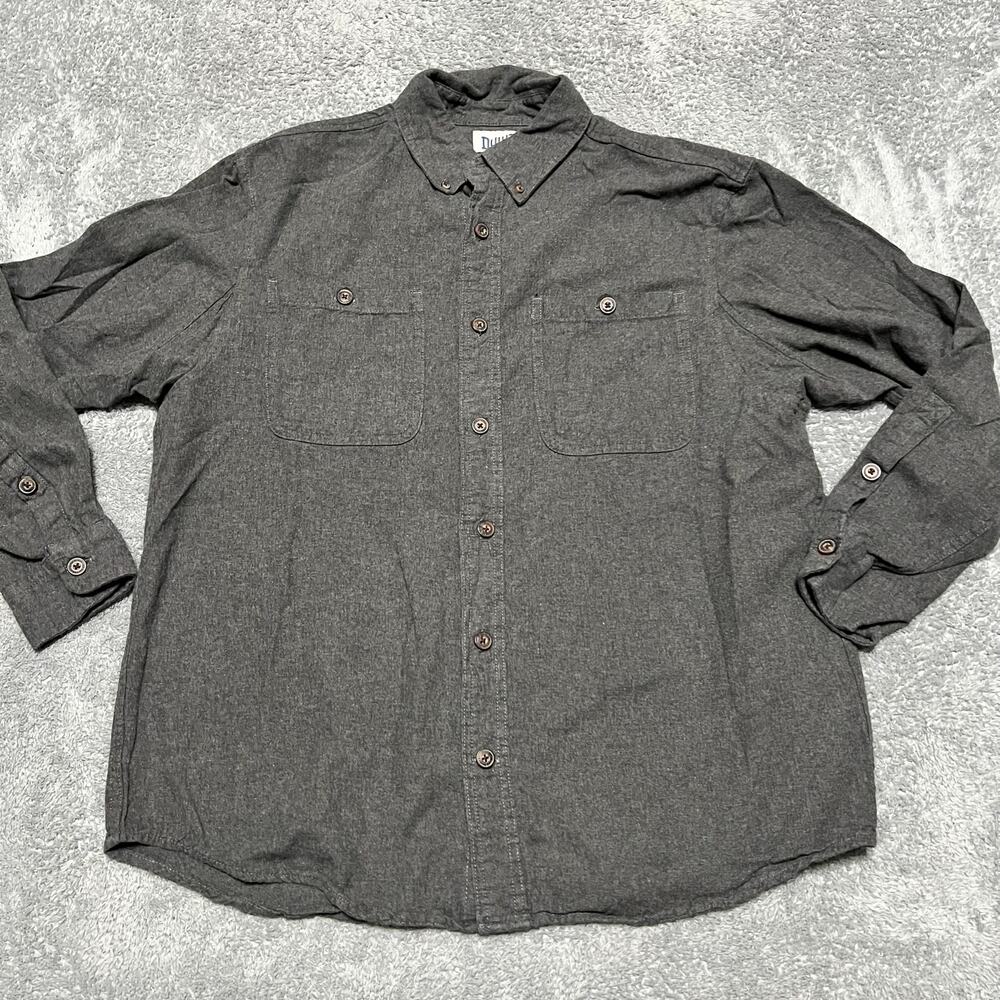 Duluth Shirt Mens Large Free Swingin' Flannel Relaxed Fit Gray Button